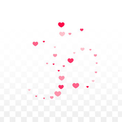 Hearts Confetti Falling Background. St. Valentine's Day pattern. Romantic Scattered Hearts Design Element. Love. Sweet Moment. Gift. Cute Element of Design for Sales or Celebration.