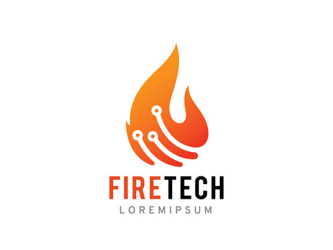 Fire technology logo template design, icon, symbol