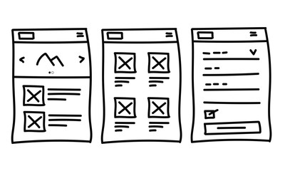 Draft sketch drawing template layout framework wireframe. 