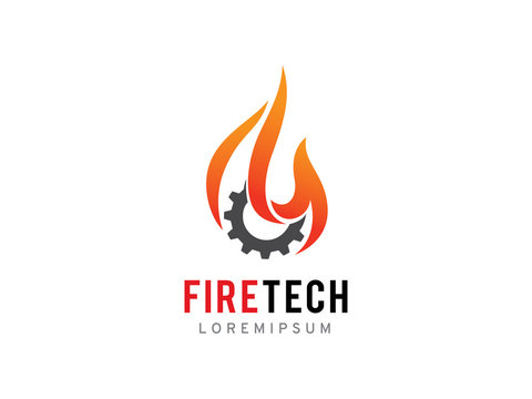 Fire tech logo template design, icon, symbol