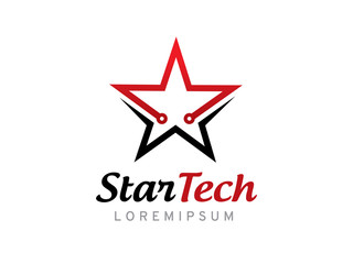 Obraz premium Star technology logo template design, icon, symbol