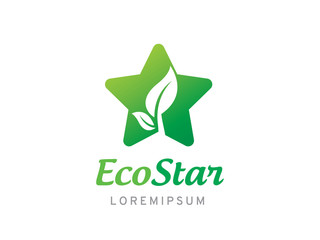 Eco star logo template design, icon, symbol