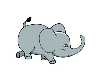  A cute cartoon baby elephan single icon , A wild animal,