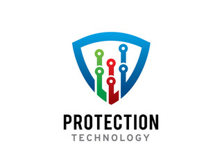 Protection or shield technology logo template design, icon, symbol