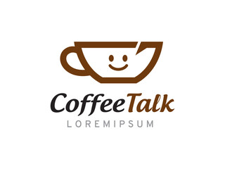 Coffee talk logo template design, icon, symbol
