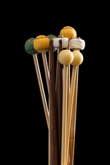 Percussion Mallets over black plain background