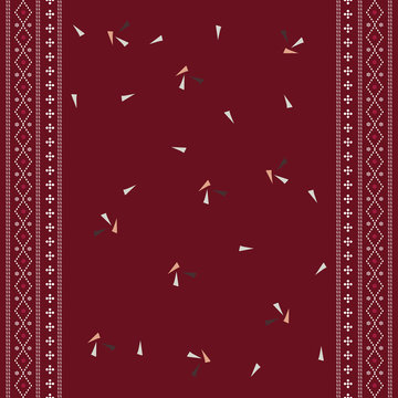 Seamless geometric ornamental vector pattern on red background. Abstract background motif ulos. creative design cloth pattern. tribal ethnic design