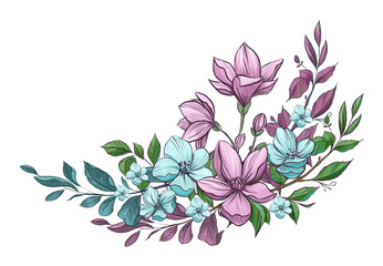 Floral decorative composition. Pencil illustration for wedding or greeting card.