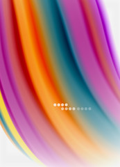 Naklejka premium Wave lines abstract background, smooth silk design with rainbow style colors. Liquid fluid color waves. Vector Illustration