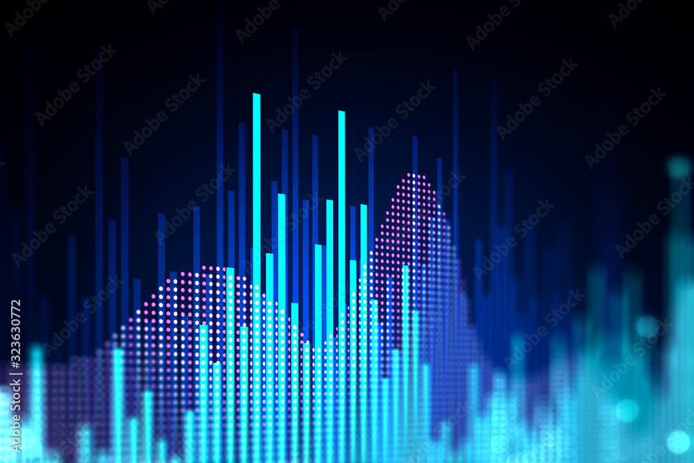 Wall mural financial forecast chart analyzing. graph reflects data behavior over historic period. statistic res