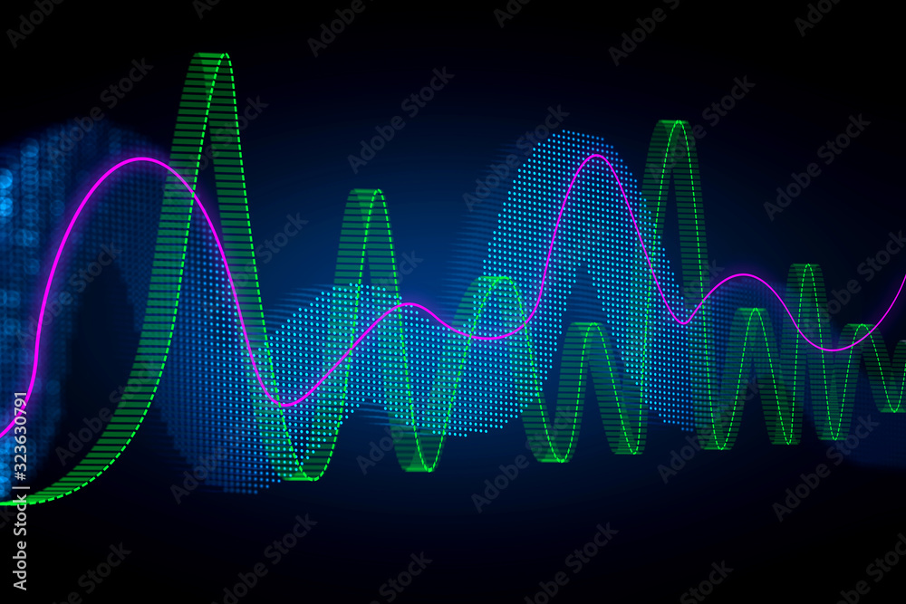 Wall mural financial forecast chart analyzing. graph reflects data behavior over historic period. statistic res