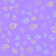 Coffee seamless vector pattern for Cup mug, restaurant or cafe menu design. 