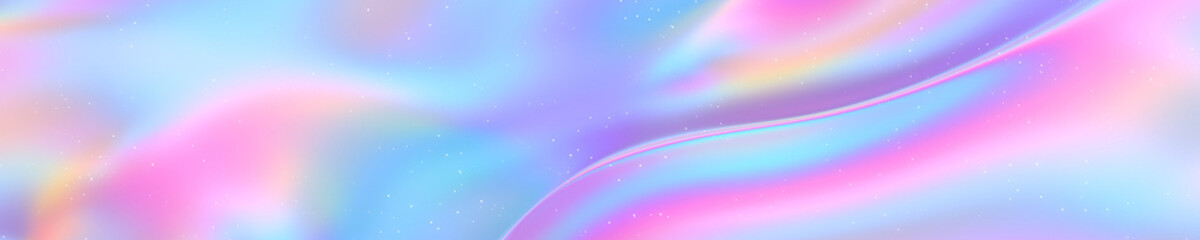 Abstract iridescent holographic background with subtle glitter effect. Fantasy, celestial, sci-fi or futuristic background. Soft, pastel rainbow colors of pink, blue, yellow and purple.