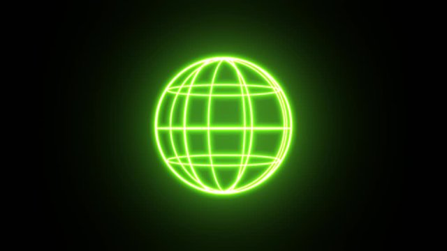 3d Sphere Box With Glowing Strokes Spinning/ 4k animation of an abstract minimal background with outlined cube logo spinning