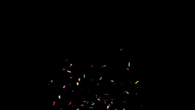 Confetti Party Popper Explosions and Falling down with Alpha Matte Channel.