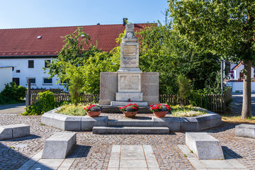 Municipal Germering, District Fürstenfeldbruck, Upper Bavaria, Germany: Panorama of Ehrendenkmal...
