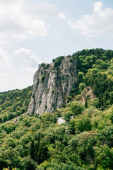 Cliff on the Peninsula of Crimea. Russia. Green Trees Around.