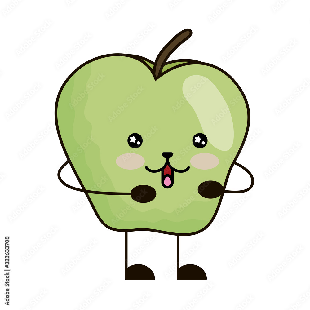 Sticker apple fresh fruit kawaii character