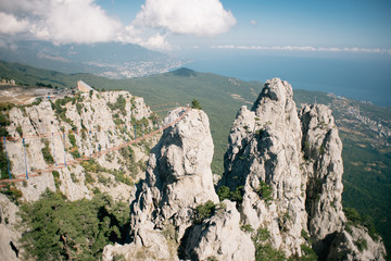 Rocks Ai Petri of Crimean Mountains. Russia.