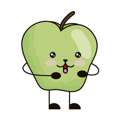 apple fresh fruit kawaii character