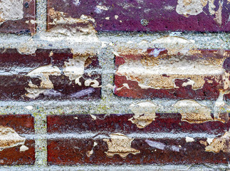 Beautiful aged textures of brick walls at old building ruins