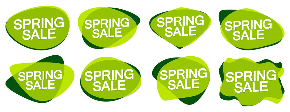 Set Spring Sale Bubble Banners Design Template, Discount Tags, App Icons, Vector Illustration