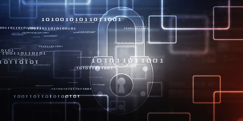 2d illustration Safety concept: Closed Padlock on digital background