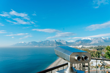 Naklejka na ściany i meble Panoramic view of the sea and the promenade in Antalya Turkey