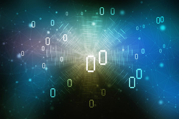 2d illustration abstract digital binary data on computer screen