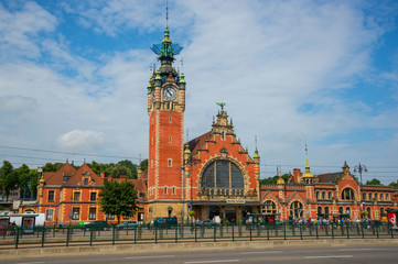 Fototapeta na wymiar The building of the main station in the city of Gdansk, Poland