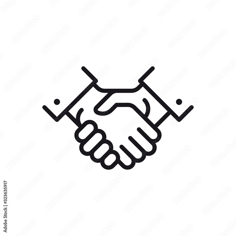 Wall mural business agreement handshake line art icon for apps and websites