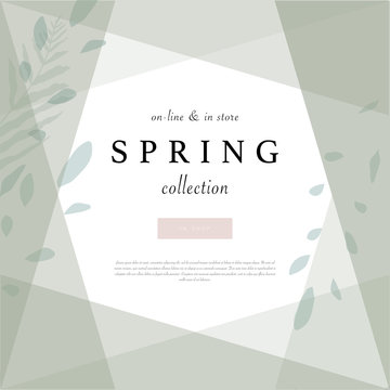 Social media banner template for advertising spring arrivals collection or seasonal sales promotion. trendy hand drawn background textures and floral botanical elements