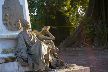 Colonial sculpture in the courtyard of the National Museum of Guinea, Conakry. 