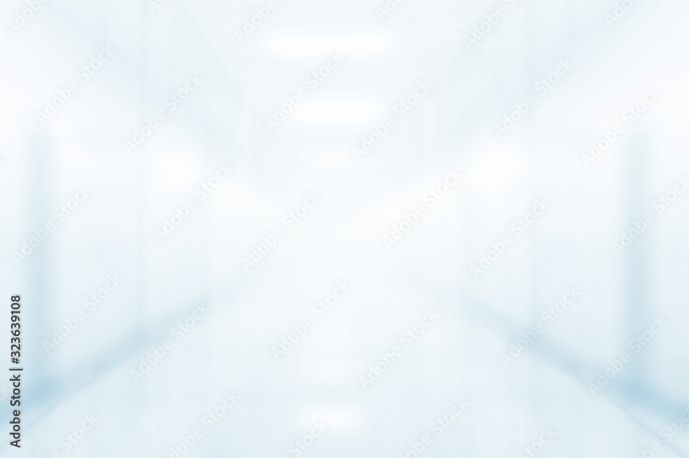Aufkleber Abstract Blue Blurred Empty hallway Background From Perspective Building Hallway for backdrop design, composition art image, website, magazine or graphic commercial campaign design background