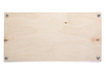 wooden nameplate or wall sign isolated at white