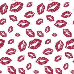 Geometric seamless pattern background with lips. monochrome vector illustration. - 323639714