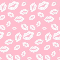 Geometric seamless pattern background with lips. monochrome vector illustration. - 323639724