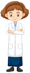 Fototapeta premium Girl in science gown standing on white background