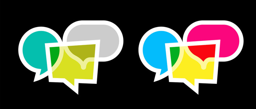 Three Speech Bubbles On Black Background