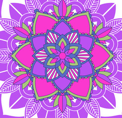 Mandala patterns in pink and purple