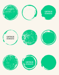 Grunge color circle shapes set vector eps 10