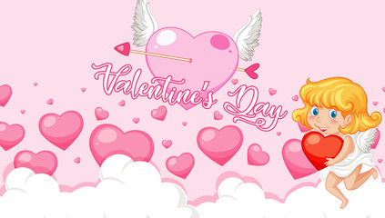 Valentine theme with cupid and pink heart
