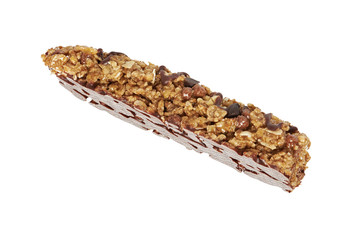 muesli cereal bar with chocolate isolated
