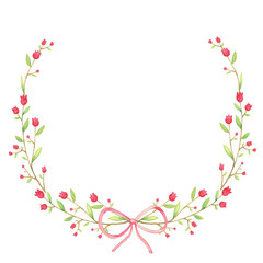 Beautiful flower and ribbon circular frame