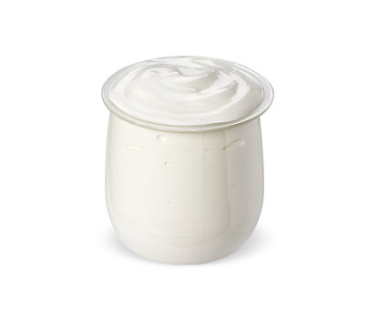 Bowl Of Sour Cream Yogurt Isolated On White