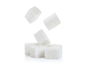 white sugar cubes, isolated on white