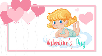 Valentine theme with cupid and heart balloons