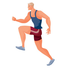 athlete runs fast in competitions trying to run first, isolated object on a white background,