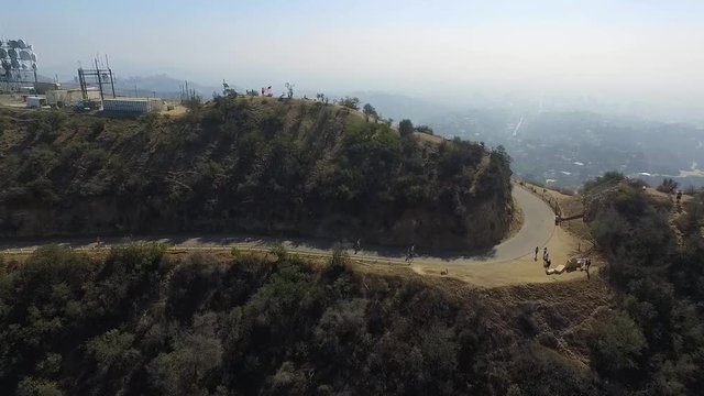 Drone footage of the Hollywood Sign in Los Angeles