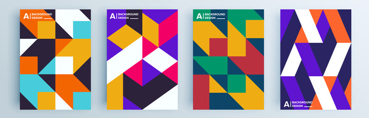 Modern abstract covers set, minimal covers design. Colorful geometric background, vector illustration.